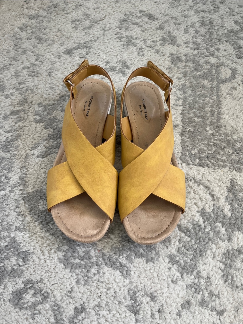 St. John's Bay Mustard Yellow Crisscross Slingback Sandals